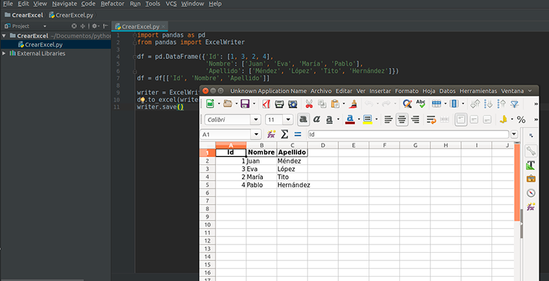 Crear un archivo de Excel con pandas en Python