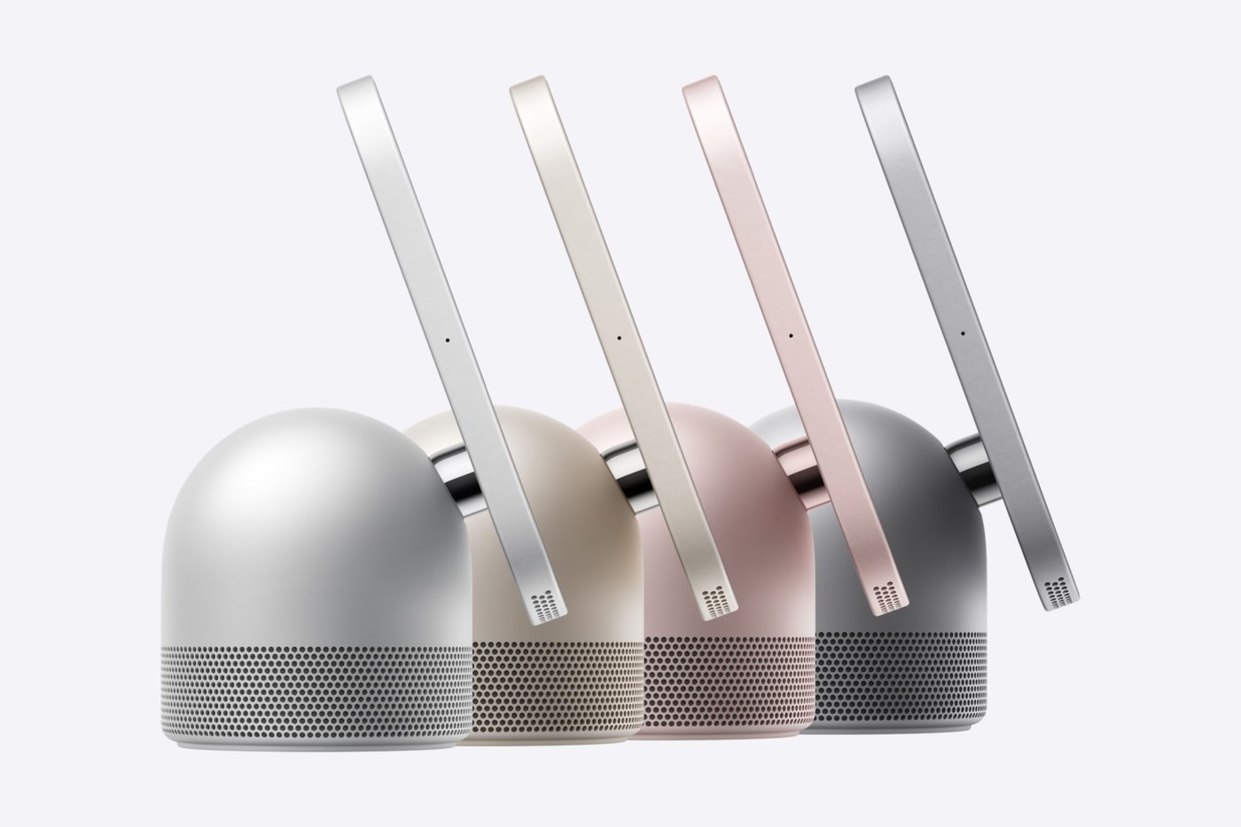 Apple HomeView en sus cuatro colores: plata, blanco estelar, rosa y gris espacial