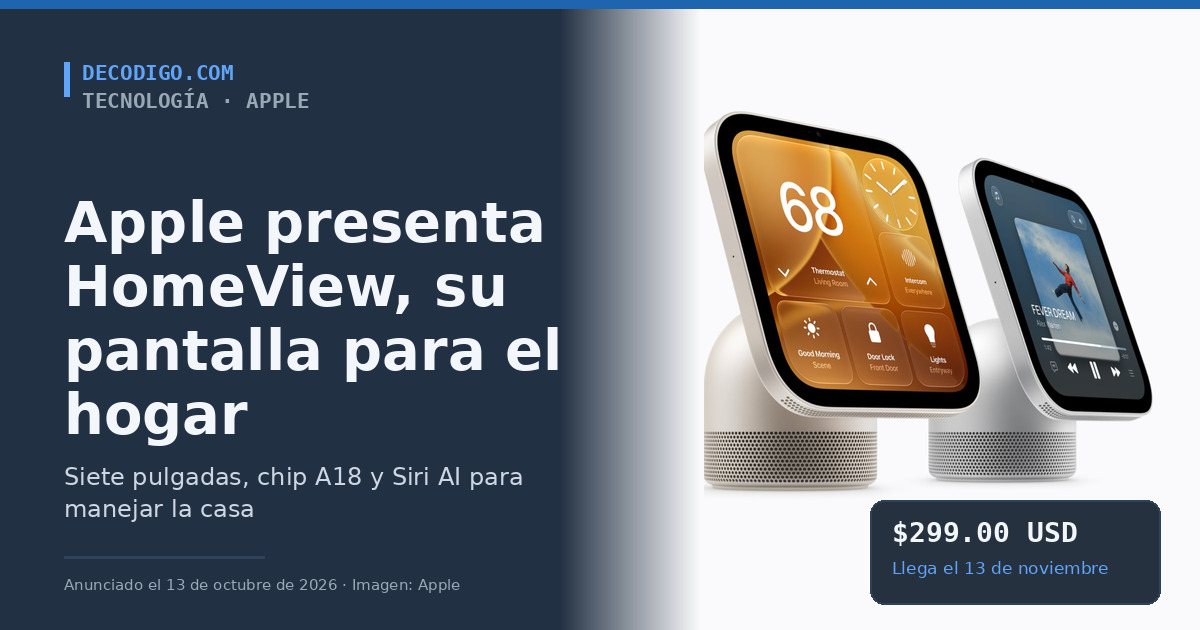 Apple presenta HomeView, su primera pantalla para el hogar: Siri AI, chip A18 y $299.00 USD