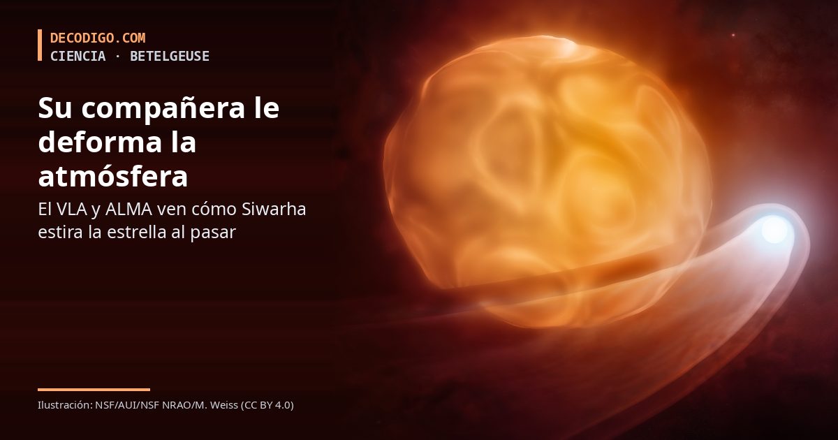 Betelgeuse ya se recuperó de su gran apagón, y su compañera Siwarha le deforma la atmósfera al pasar