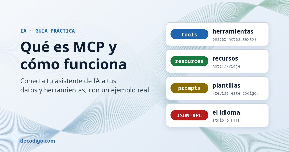 Qué es MCP y cómo funciona: herramientas, recursos, prompts y JSON-RPC por stdio o HTTP