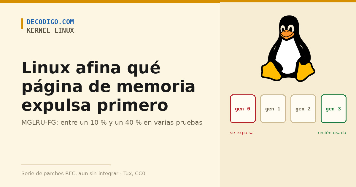 Linux afina qué página de memoria expulsa primero: los parches MGLRU-FG