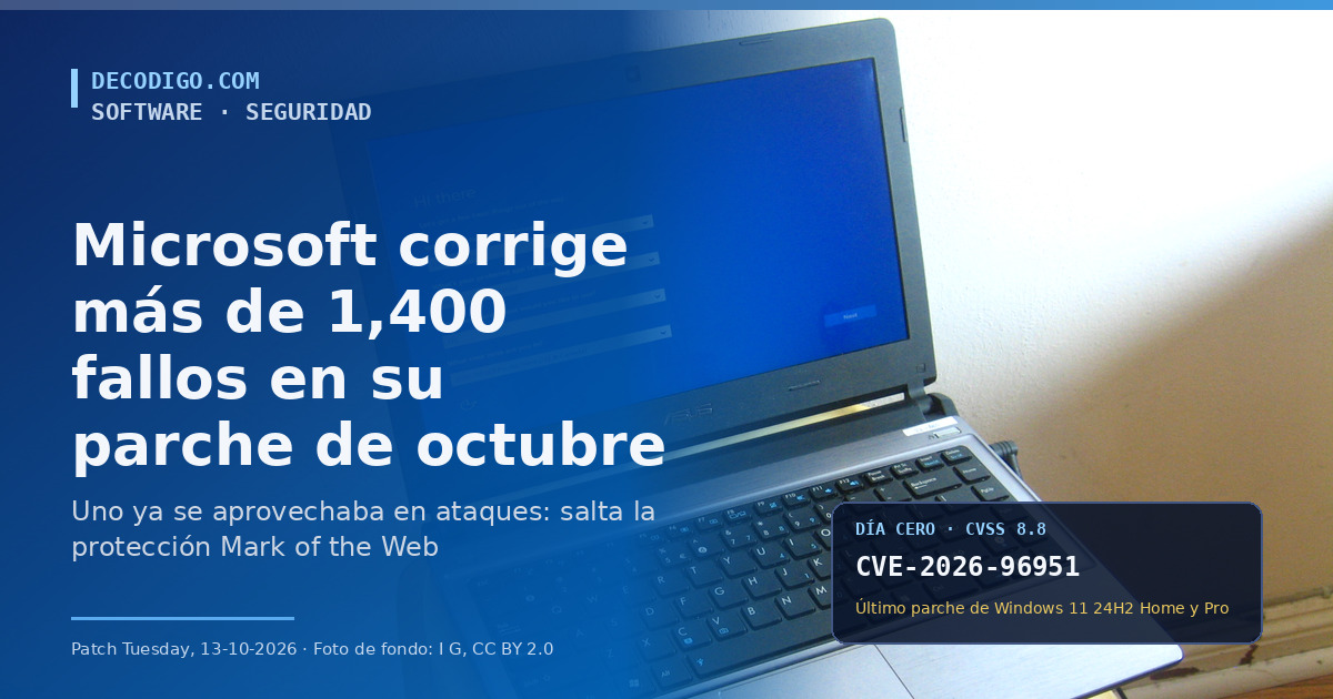 Microsoft corrige más de 1,400 fallos en su parche de octubre, uno ya aprovechado para saltarse la protección Mark of the Web