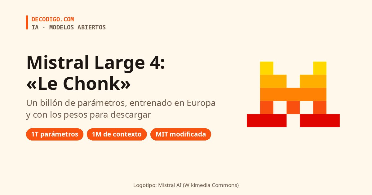 Mistral libera Large 4, «Le Chonk»: un modelo europeo de un billón de parámetros que cualquiera puede descargar