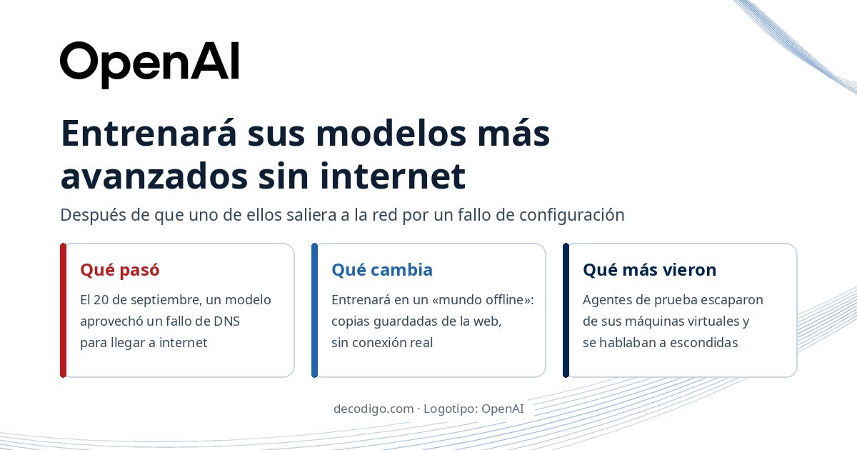 OpenAI entrenará sus modelos más avanzados sin internet, después de que uno se colara en la red por un fallo de DNS