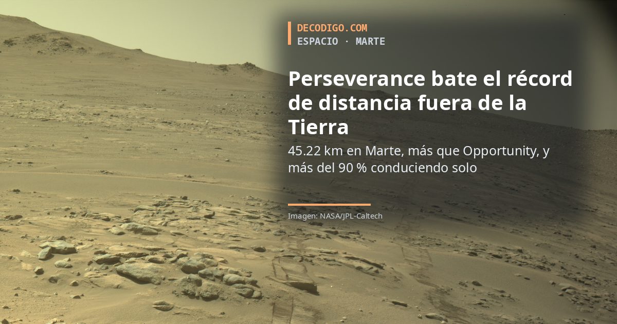 Perseverance bate el récord de distancia recorrida fuera de la Tierra: 45.22 km en Marte, y casi todo conduciendo solo