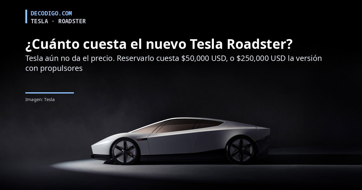 ¿Cuánto cuesta el nuevo Tesla Roadster que «vuela»? Tesla todavía no lo dice, pero reservarlo cuesta $50,000 o $250,000 USD